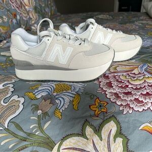 New Balance Women's Cream and Gray Sneakers